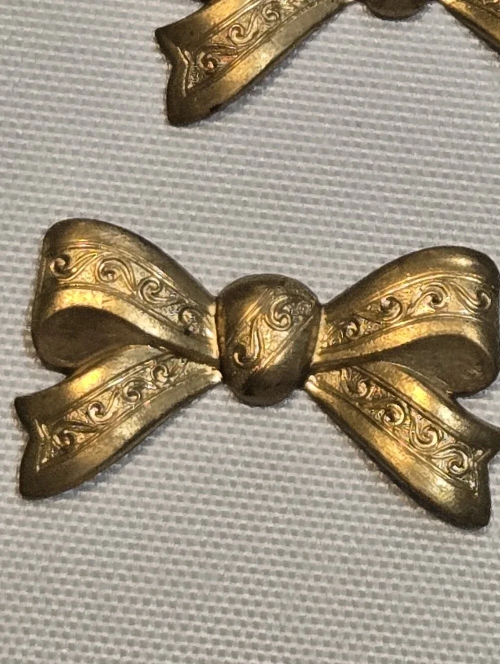 Vintage Stamped Brass Bow Craft Findings Lot of 13 Decorative Metal Stampings Je